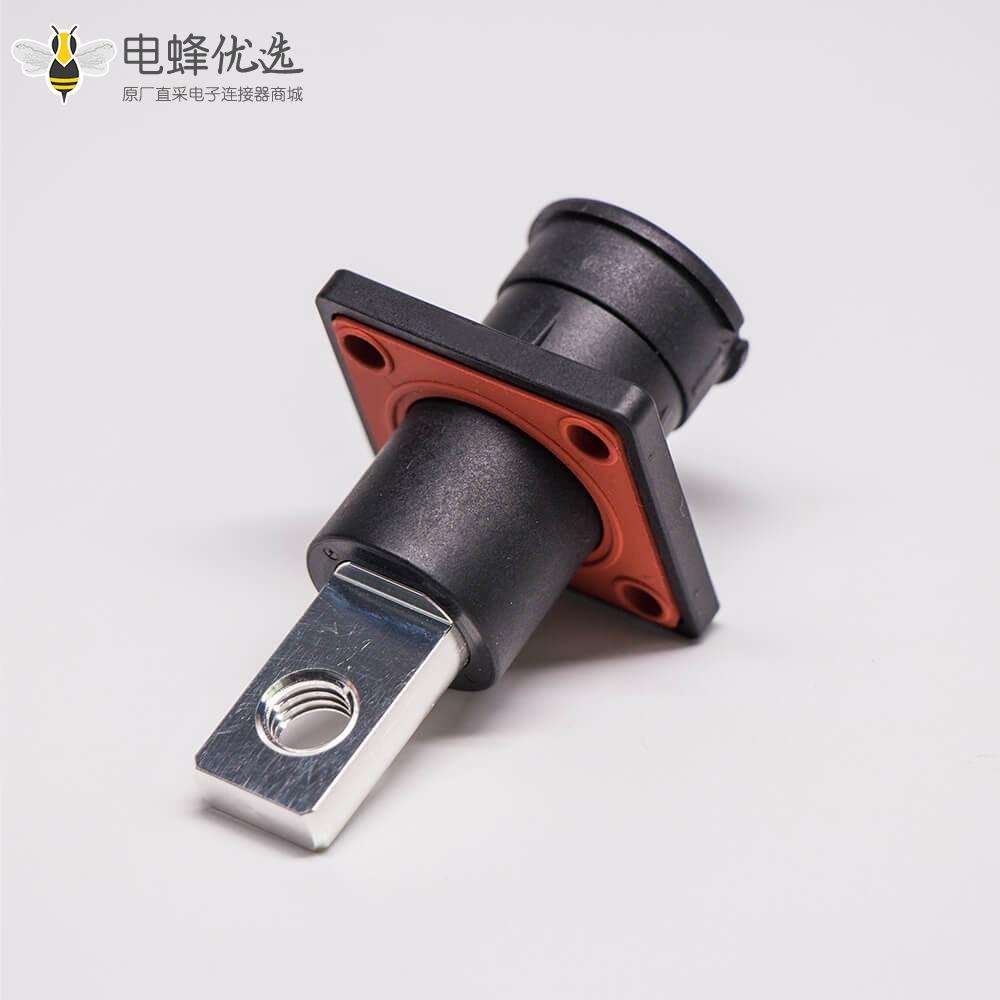 单芯大电流连接器弯式8mm黑色插头插座一套125A带孔铜牌连接