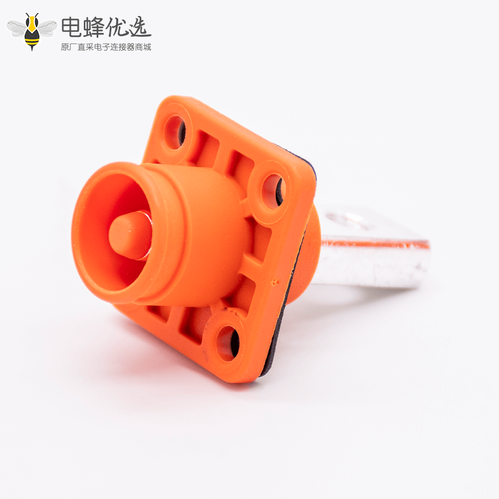 储能电池连接器8mm橙色弯式插头插座IP65 150A大电流防水连接器