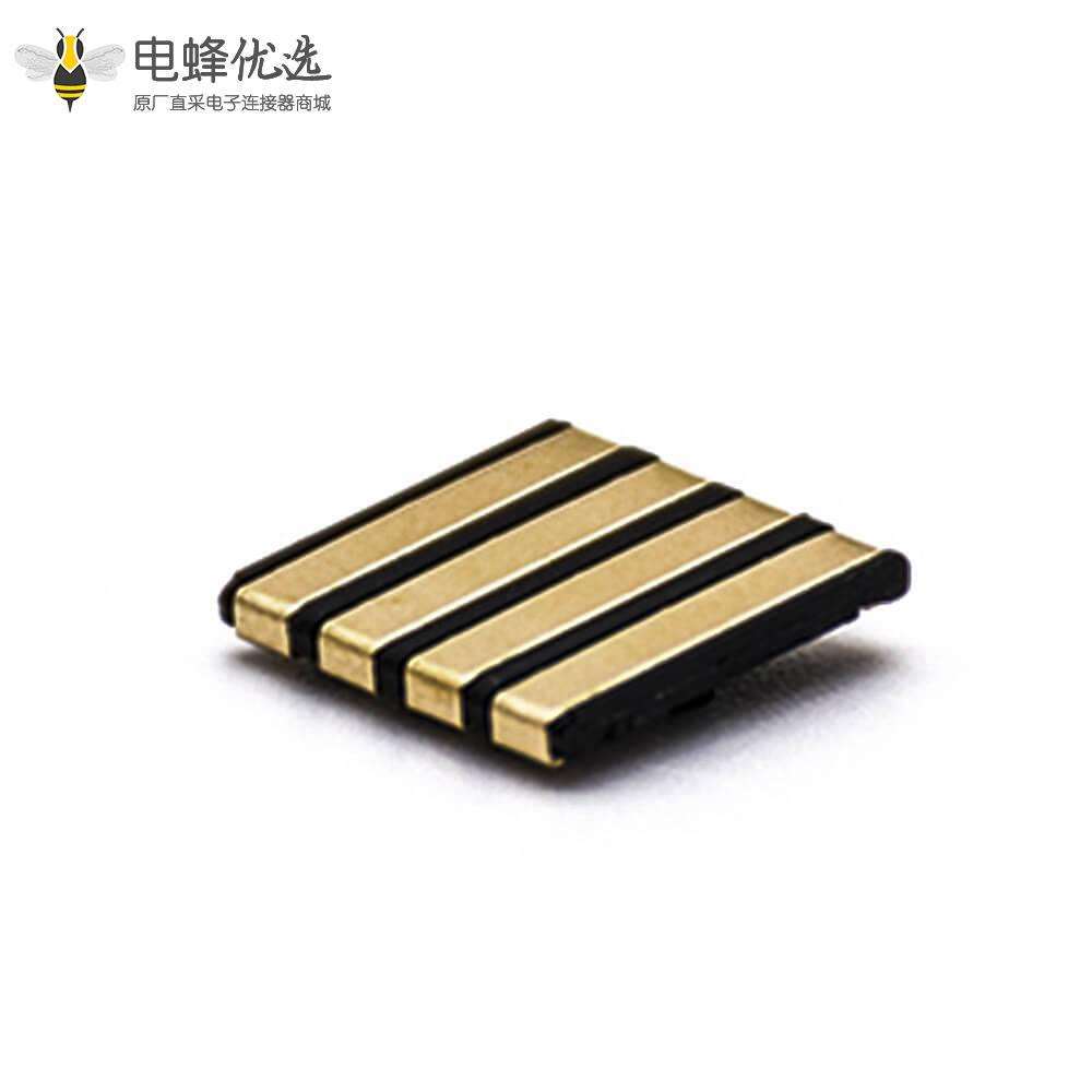 电源插座接触片1.27H塑高2.54PH镀金4芯贴片电池座