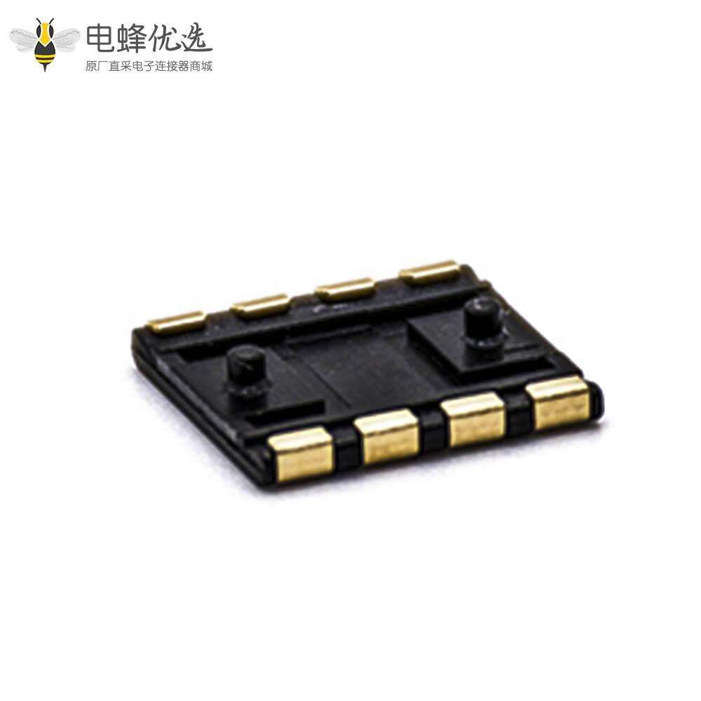 电源插座接触片1.27H塑高2.54PH镀金4芯贴片电池座