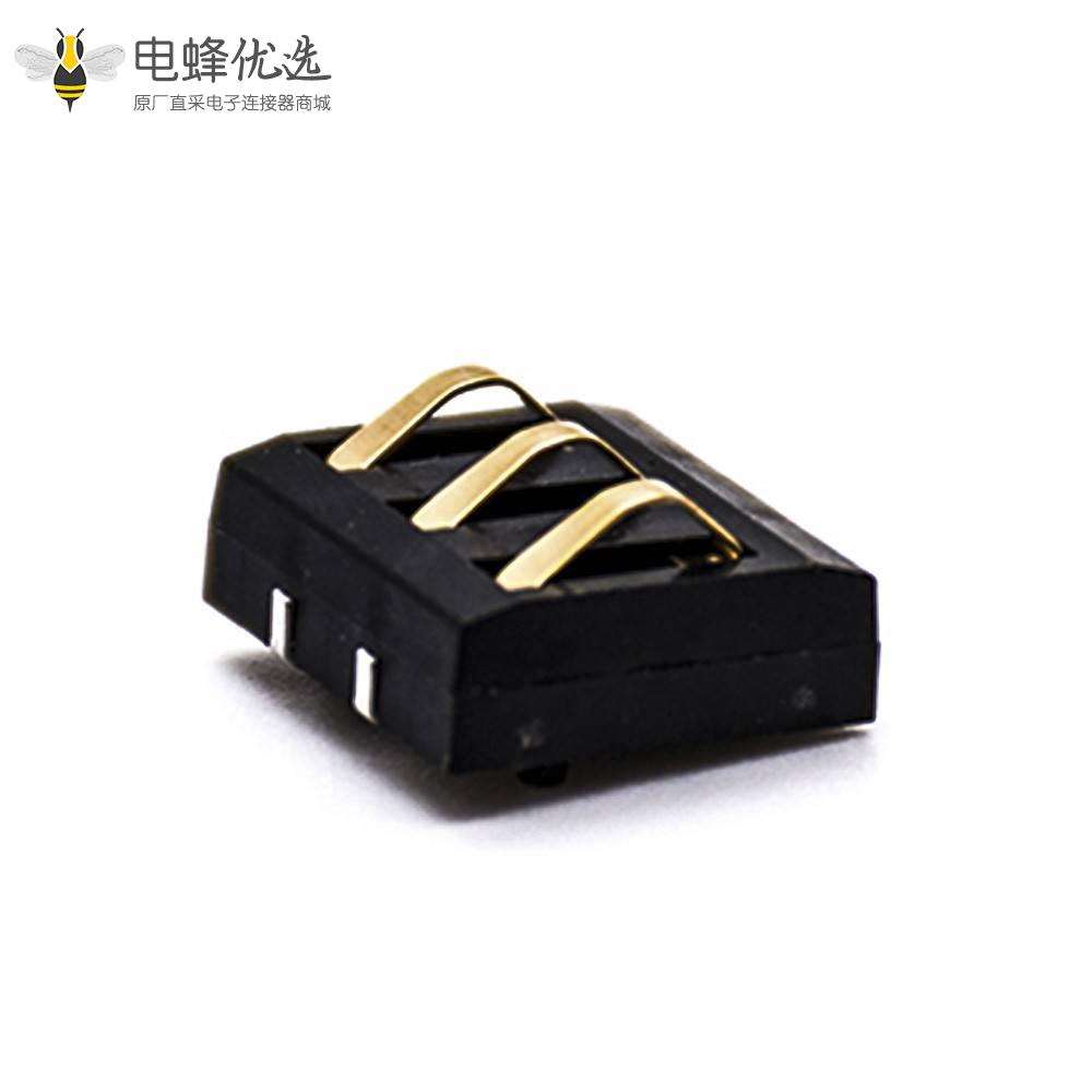 3P电池插座4.0MM间距手机电池接触片塑高4.0H