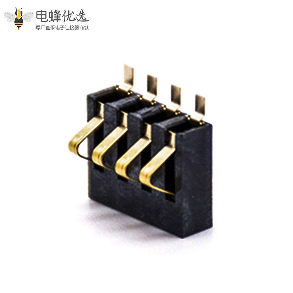 电池接触弹片2.5MM间距镀金贴板4芯卧式电池座