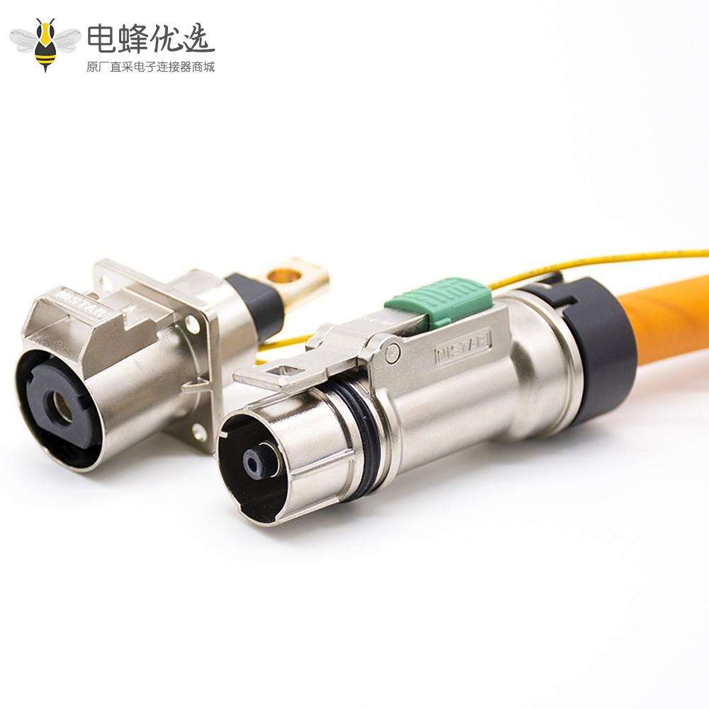 高压插座直式单芯金属直头插头+插座接25平方线电流125A互锁连接器