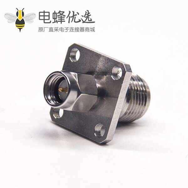 SMA公头转TNC母头带4孔法兰转接头