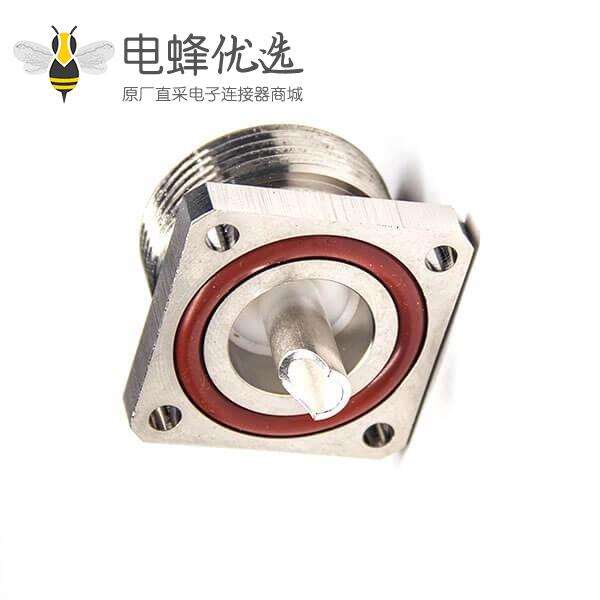 7/16法兰母头直式面板防水铜镀镍焊线插座