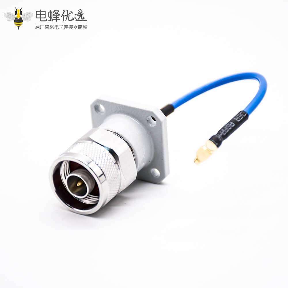 RF转接线四孔法兰直式N型公头转MMCX弯式公头