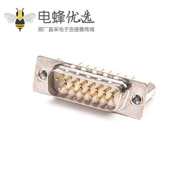 D-sub15PIN公头180度加高焊板镀金车针