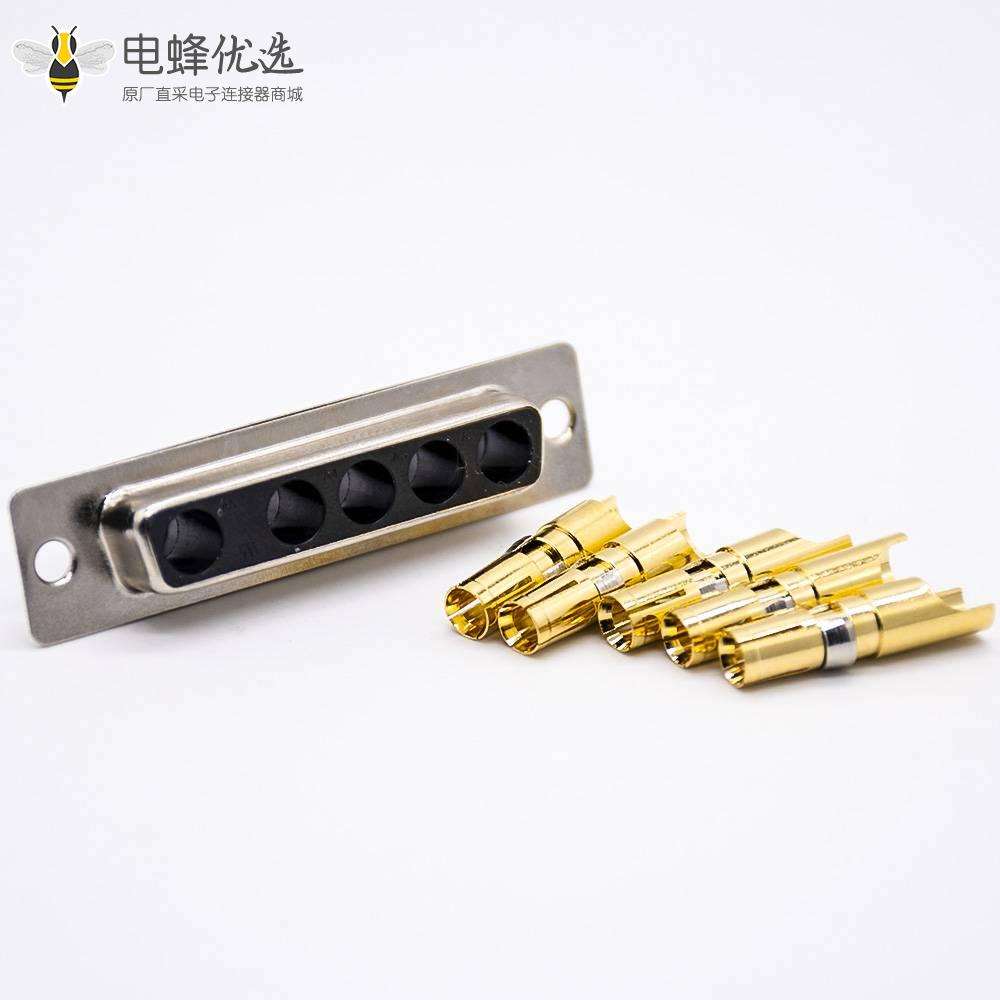 混合大电流D Sub连接器单端口公插座5W5直式冲针触头镀金