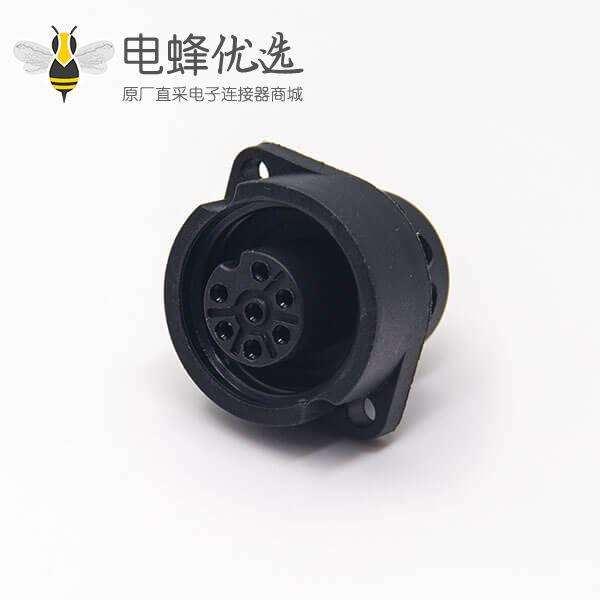 RD24 J10 接头7芯航空防水公插头母插座2孔法兰安装全塑电缆接头圆形不带屏蔽连接器