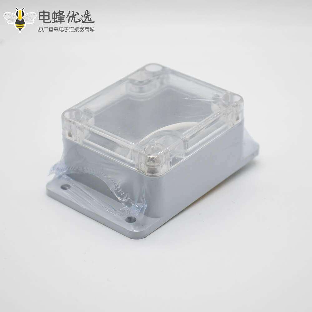 防水电缆接线盒矩形58&times;63&times;35透明盖带耳ABS塑料螺丝固定