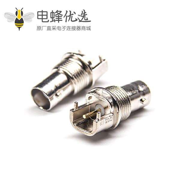 BNC面板安装连接器弯式90度SMT+插孔接PCB板