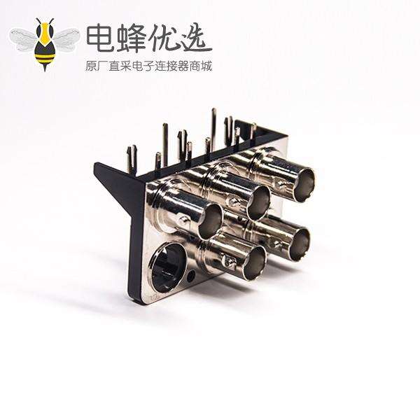 BNC母头弯式接PCB板插孔式RF同轴连接器