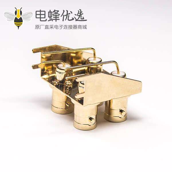 镀金BNC接口母头弯式插板接PCB板50欧姆