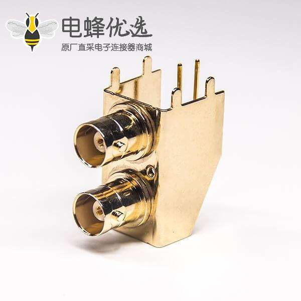 BNC视频接头连接器母头弯式插PCB板四瓣冲针50欧姆