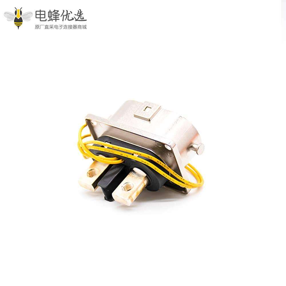 高压插座M6螺纹孔2芯金属125A 6mm直式A键位连接器