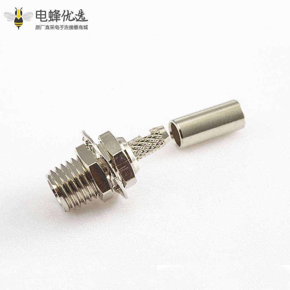 MCX母头穿墙连接器母头直式不锈钢镀镍穿墙50&Omega;