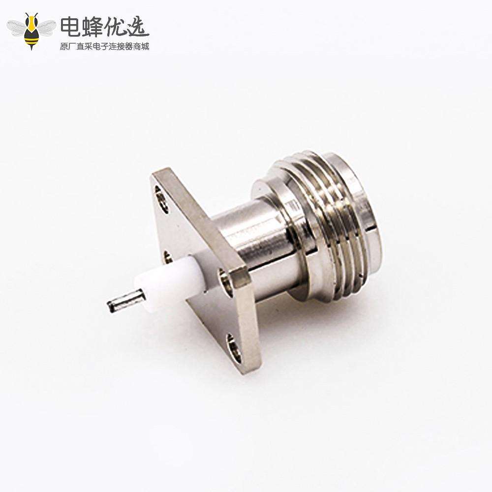 连接器N型PCB安装焊接板4孔法兰直型