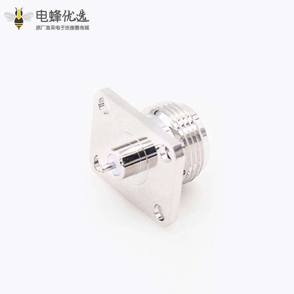 底盘安装连接器N型焊接板4孔法兰直式母焊PCB安装