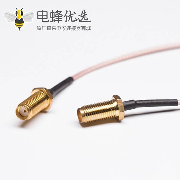 SMA射频线材接棕色RG316同轴线焊直角SMA母座11牙（穿墙式）+TD