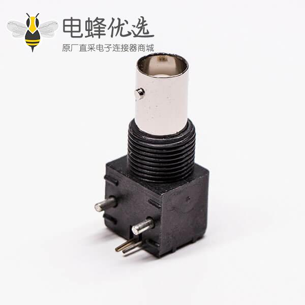 bnc插座 黑色外壳塑胶 弯式射频同轴连接器PCB