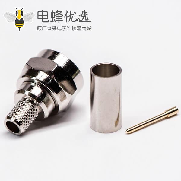 英制F公头公针接RG58直式同轴线缆压接式