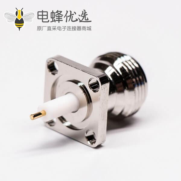 防水N型连接器四孔法兰直式母头穿墙式面板安装