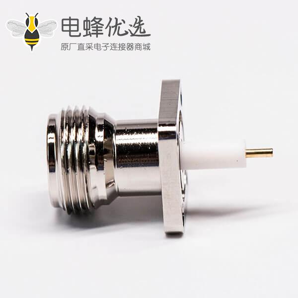 防水N型连接器四孔法兰直式母头穿墙式面板安装