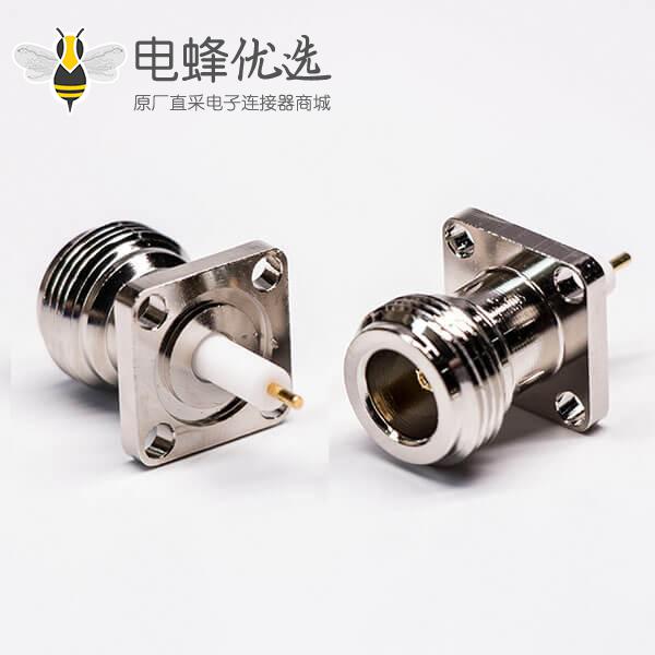 防水N型连接器四孔法兰直式母头穿墙式面板安装