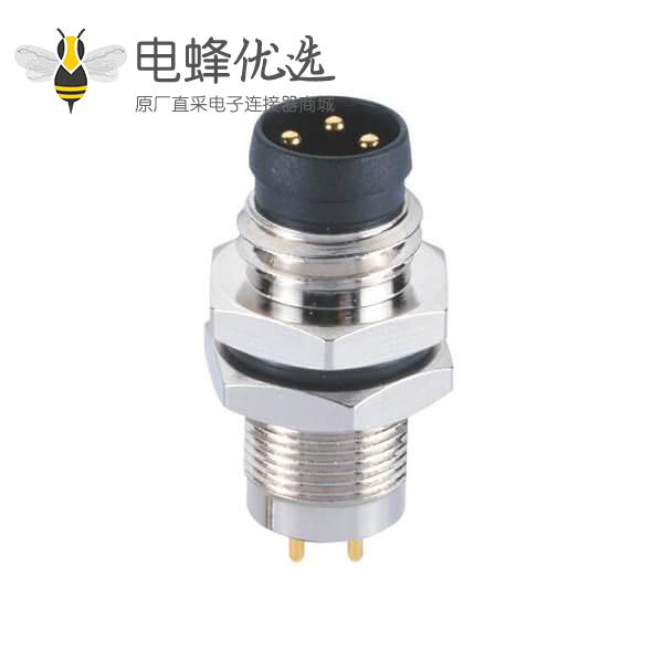 传感器插座M8板端后锁A型3/4/6/8芯直式防水接PCB板公座