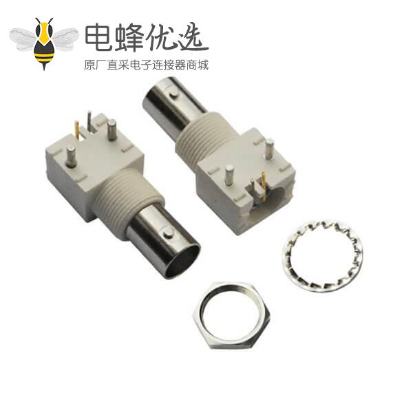 bnc 连接器 压电 90度白色塑胶外壳绝缘母头 PCB