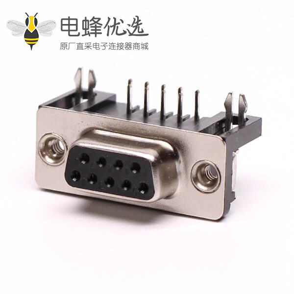 D-Sub 9铆线式弯角焊板铆锁接PCB板连接器