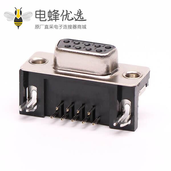 D-Sub 9铆线式弯角焊板铆锁接PCB板连接器