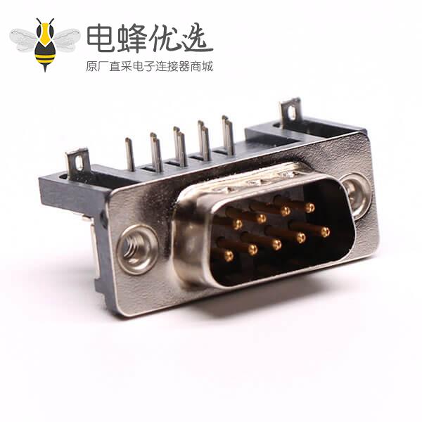 D-Sub 9针公插芯直角穿孔接PCB板连接器