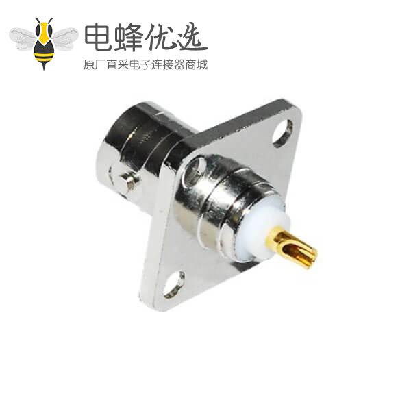 4孔方形法兰母头直式 锌合金 BNC射频同轴连接器