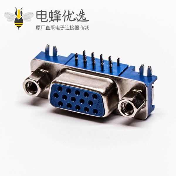 db连接器弯头蓝色胶芯母头5.08铆锁接pcb板