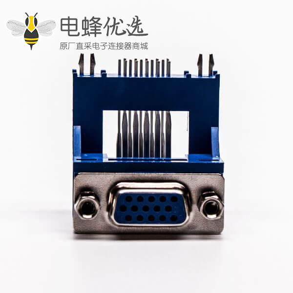 d-sub hd接口弯式母头高架带框单加强筋接pcb板