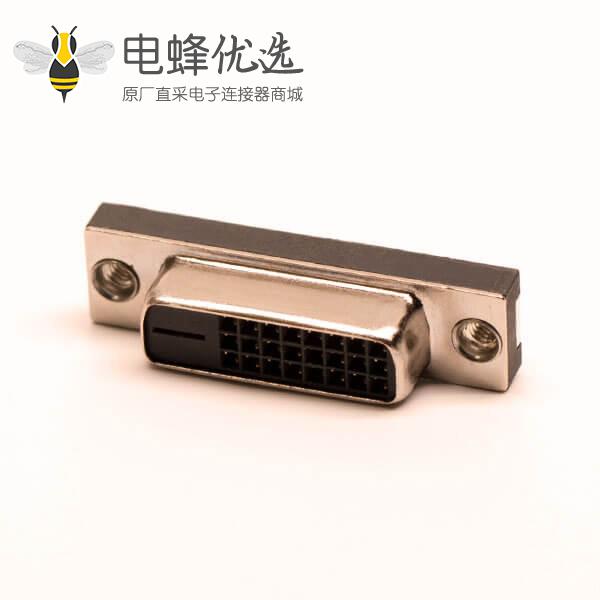 dvi-d母直式连接器24+1超薄镀金黑色胶芯子穿孔
