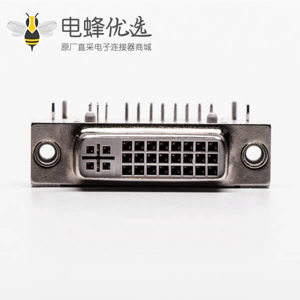 dvi接口面板弯式母头鱼叉白色胶芯插板接PCB板