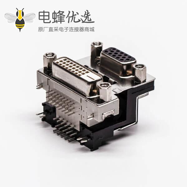 dvi与d sub双端口母头弯头弹片控孔5.48mm