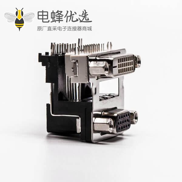 dvi与d sub双端口母头弯头弹片控孔5.48mm