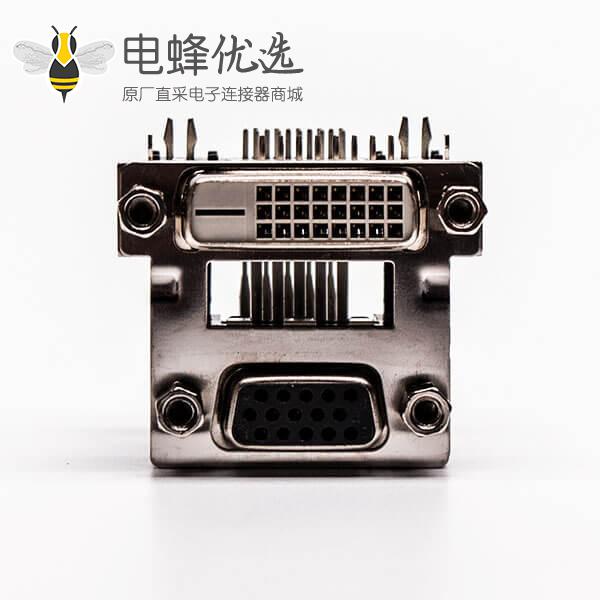 d-sub和dvi双端口连接器母头弯式无控孔5.48mm