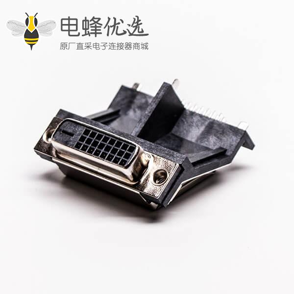 显示器接口dvi母头架高居中塑料支架平口带鱼叉接PCB板