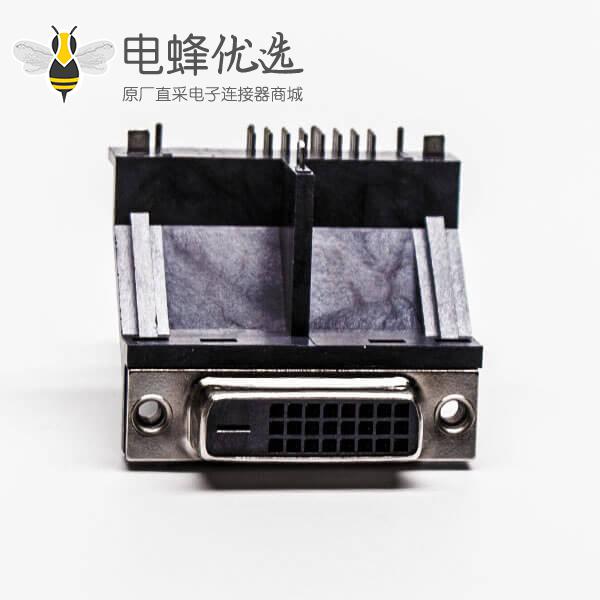 显示器接口dvi母头架高居中塑料支架平口带鱼叉接PCB板