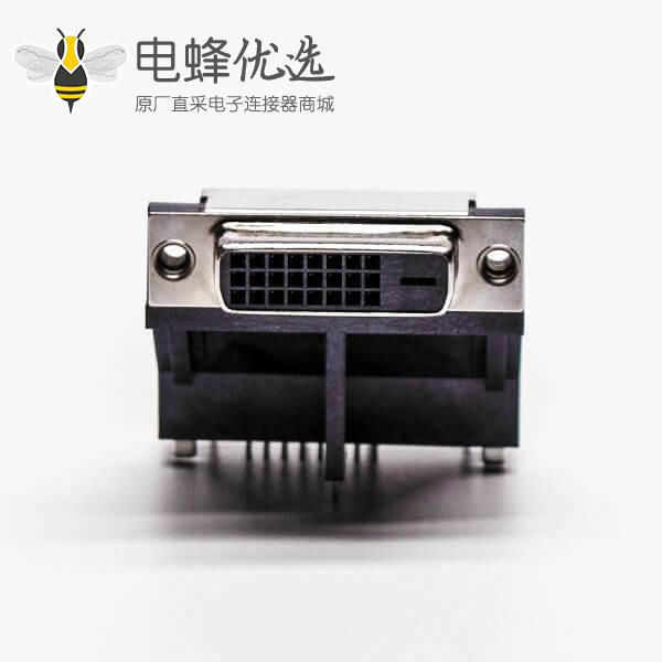 显示器接口dvi母头架高居中塑料支架平口带鱼叉接PCB板