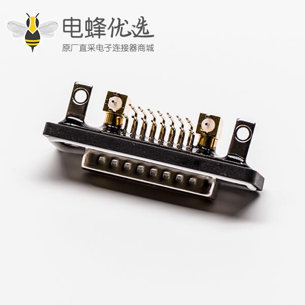 d-sub防水连接器17w2公头弯式车针同轴连接器接PCB板