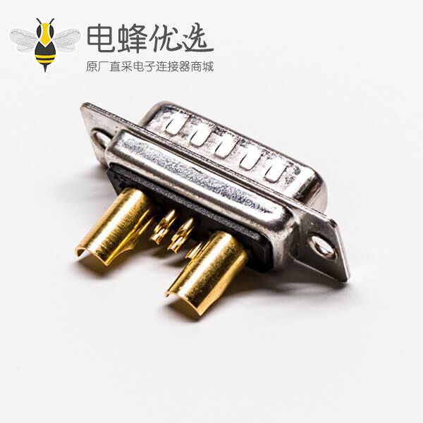 大电流 D SUB接口7W2焊线直式短体光孔铆合公头