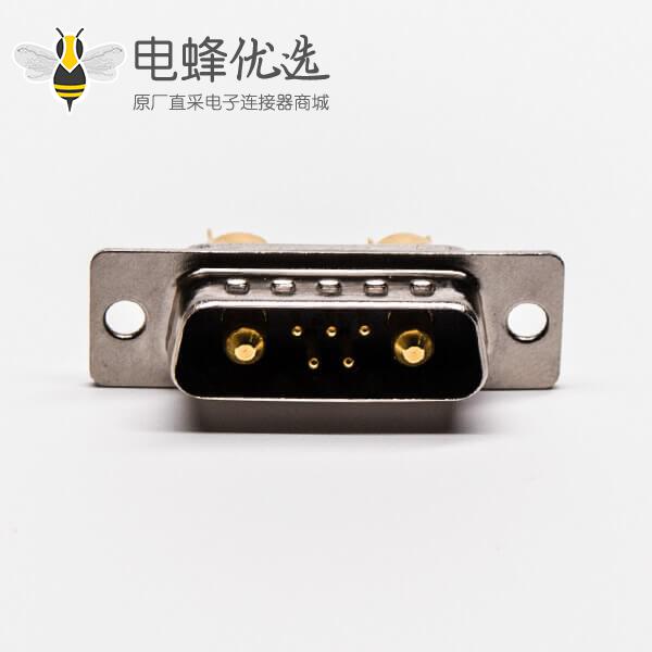 大电流 D SUB接口7W2焊线直式短体光孔铆合公头