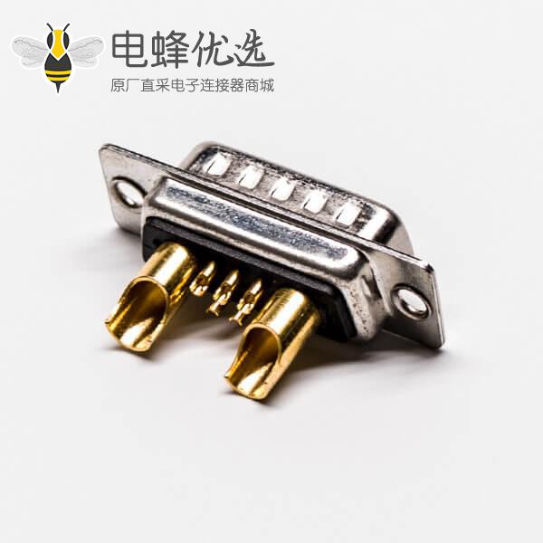 大电流 D SUB接口7W2焊线直式短体光孔铆合公头
