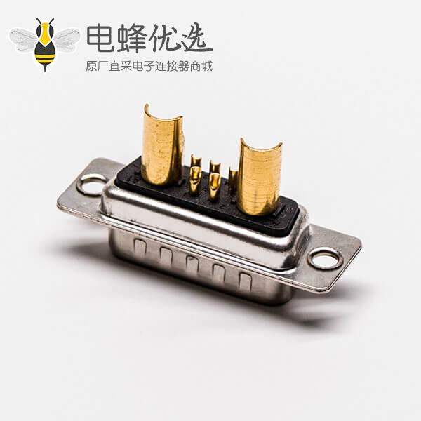 大电流 D SUB接口7W2焊线直式短体光孔铆合公头