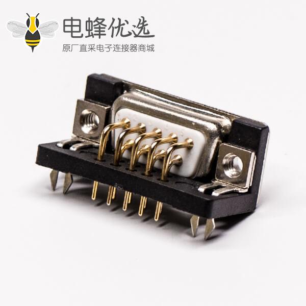 9pin d-sub母座弯头塑胶支架铆锁式带鱼叉插板